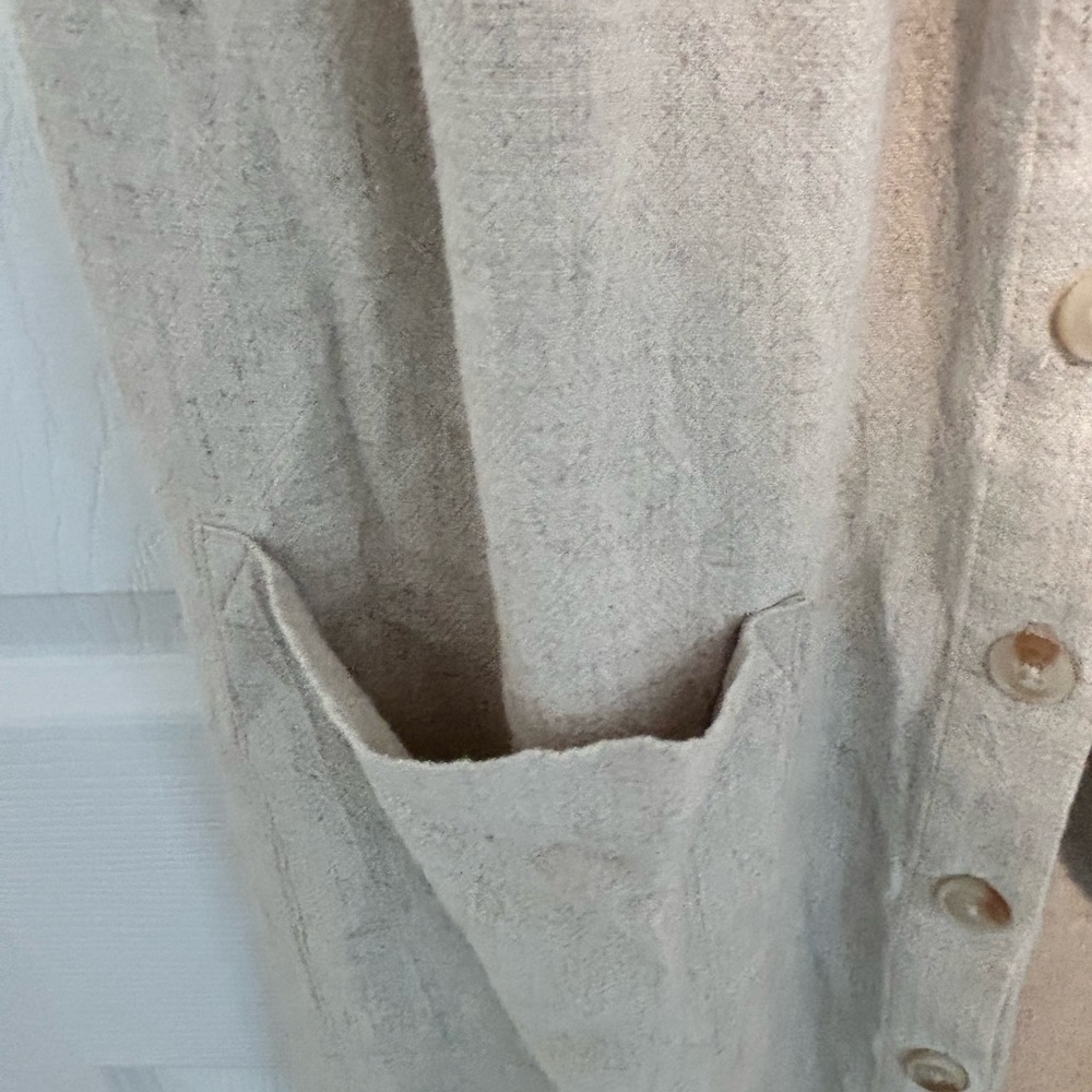 Spaghetti-Strap Cream Button-Front Midi Dress Wit… - image 3